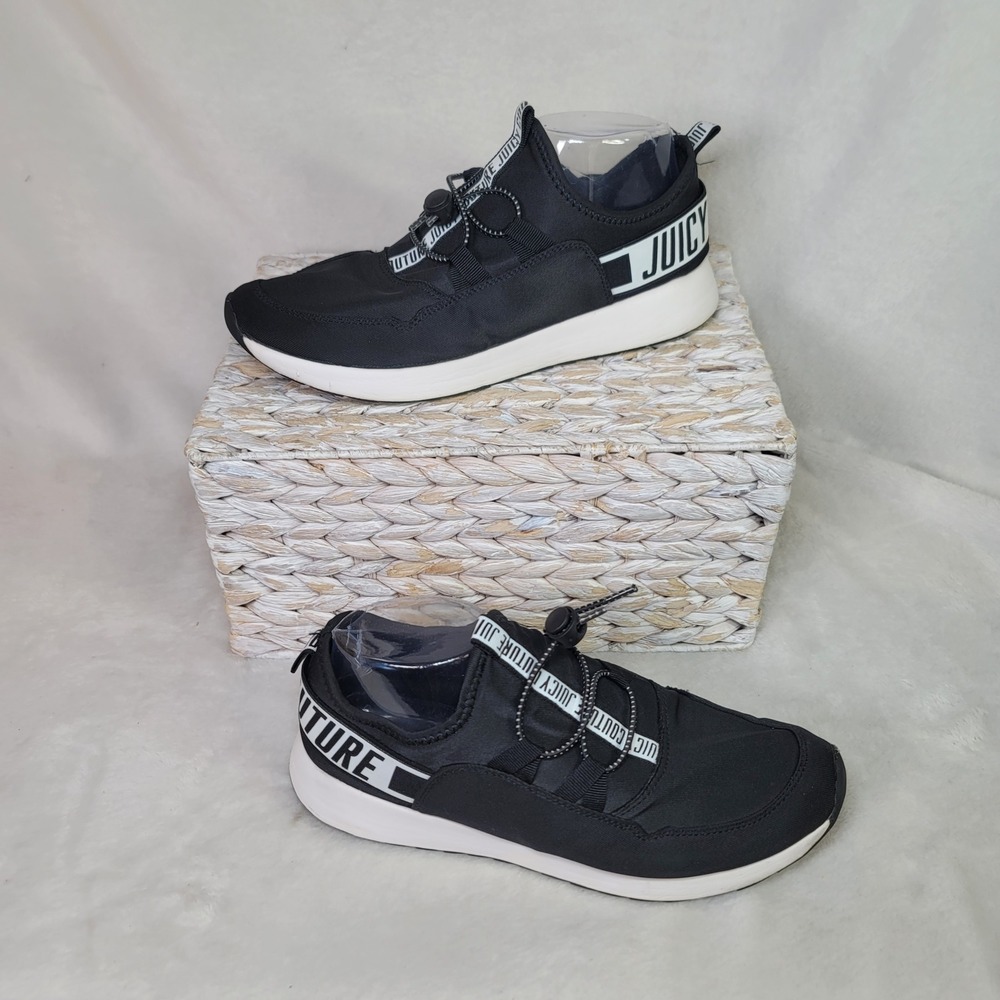 Juicy Couture Y2K Athleisure Sneakers Black Slip On Bungee Low Top‎ Size 8.5